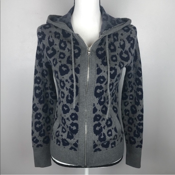 leopard print hooded cardigan